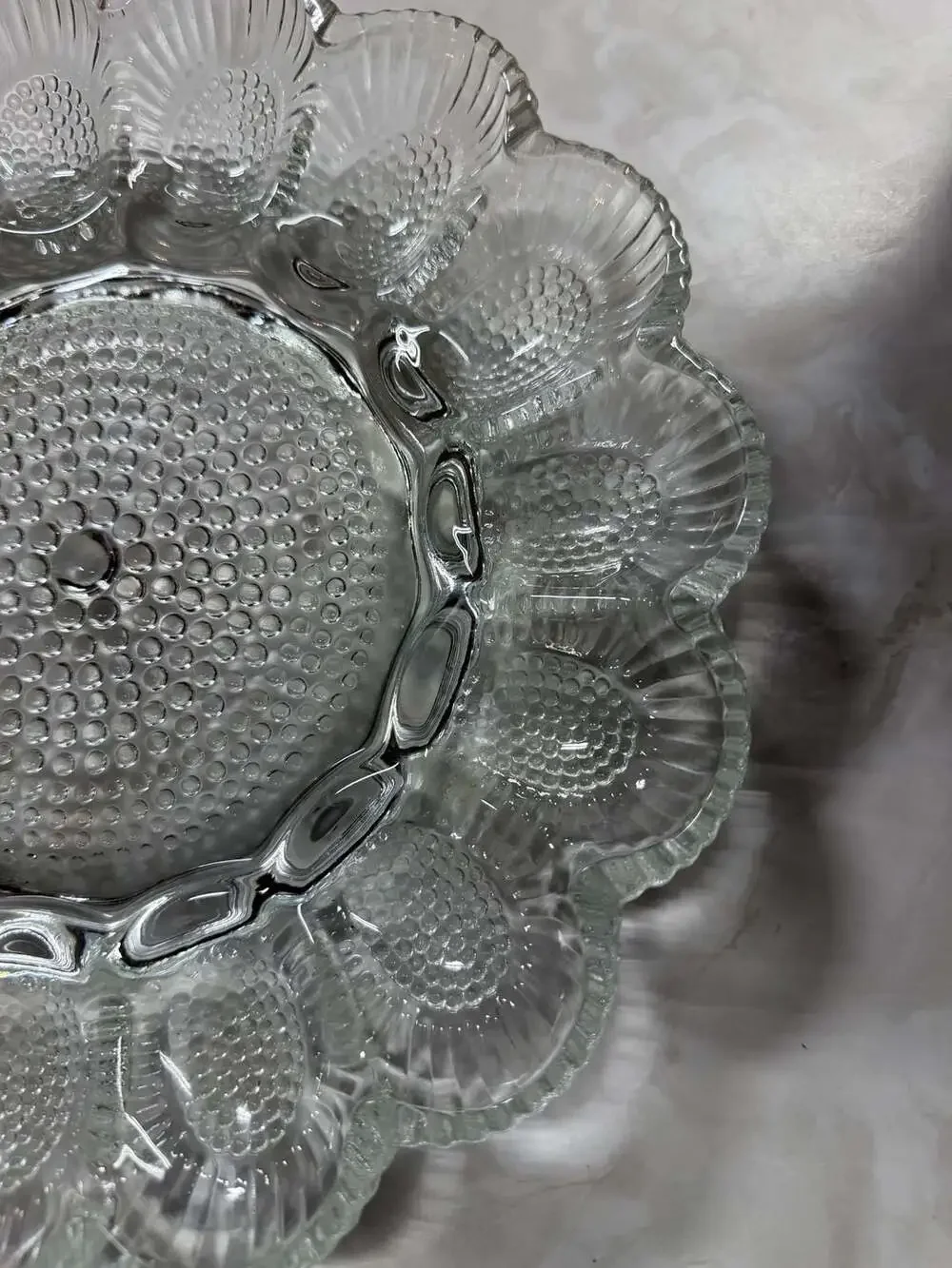 Vintage Indiana Glass Company Clear Hobnail Deviled Egg Plate 11 Inch